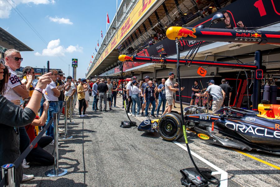 Guests enjoying hospitality at the Monza circuit